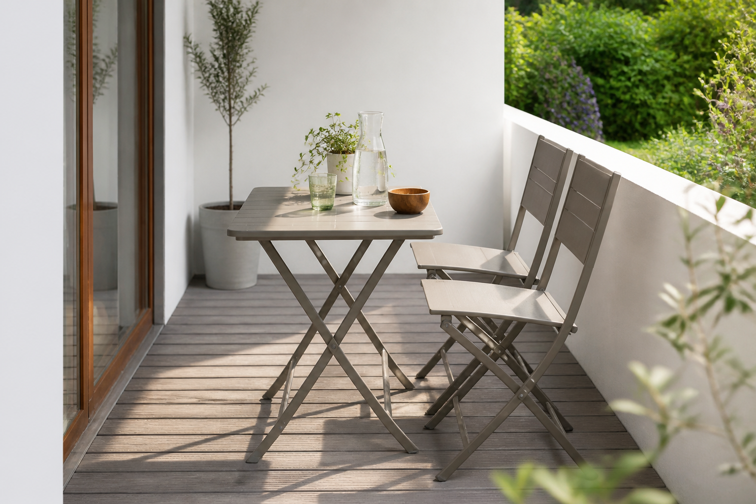 5 inklapbare tuinsets voor een smal terras: welke neemt het minste plaats in?